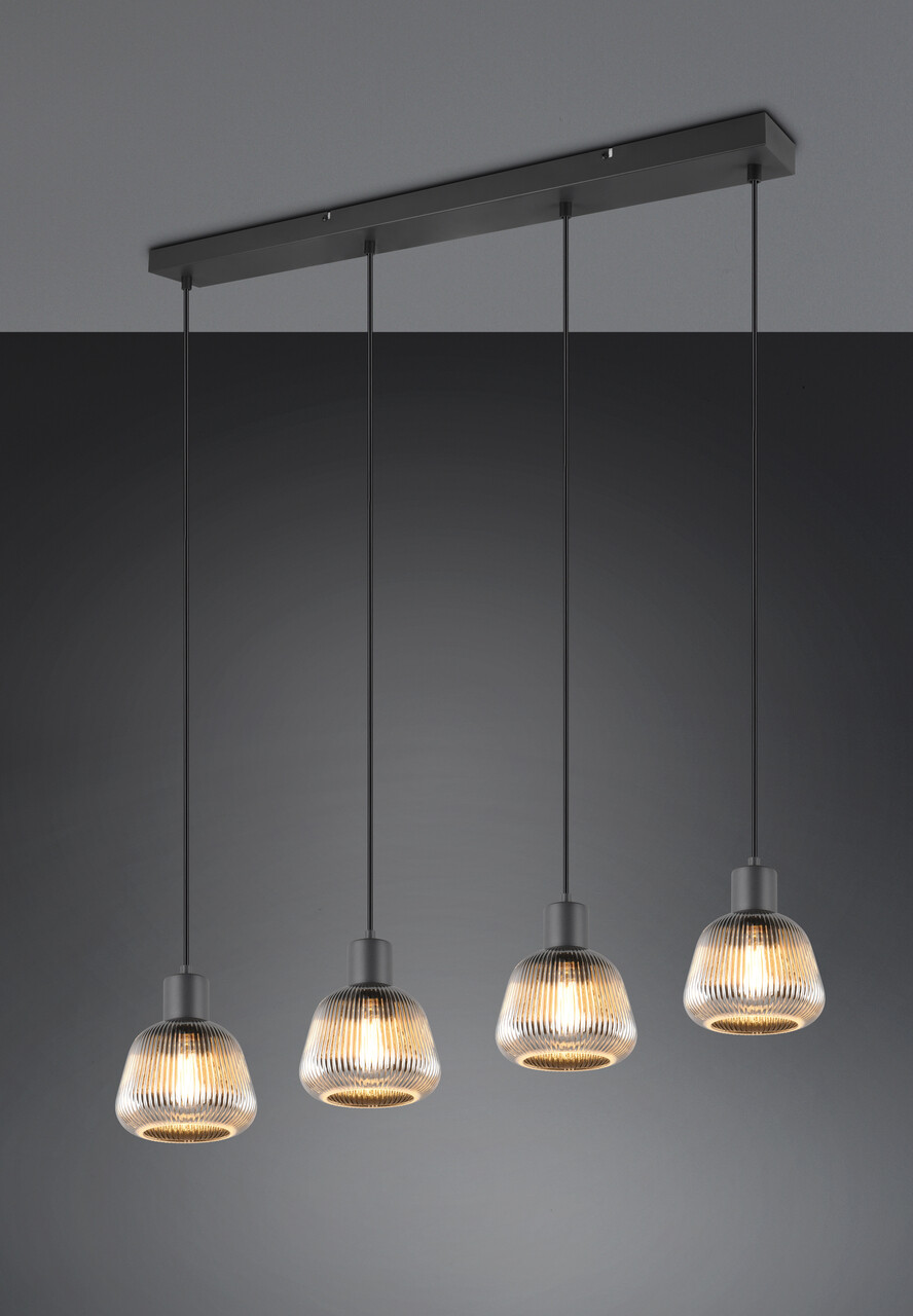 Lustra Tarifa, TRIO, 90.5x15x150 cm, 25W, 4x E27, metal, negru mat/argintiu - imagine 7
